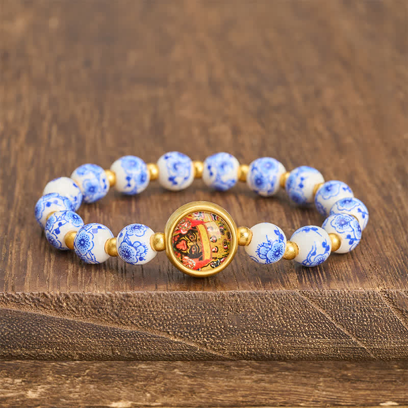 Buddha Stones Blue and White Porcelain Zakiram Wealth Beads Bracelet - Zakiram(Wealth ♥ Protection) - image 0