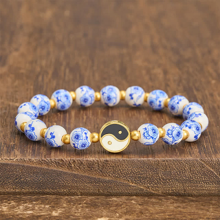 Buddha Stones Elegant Blue and White Porcelain Yin Yang Balance Bracelet - Yin Yang(Balance ♥ Harmony) - image 0