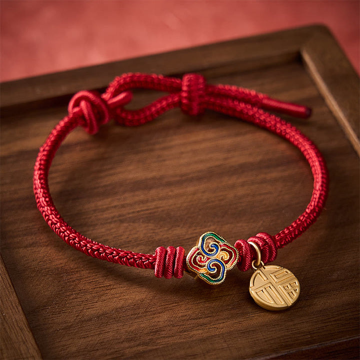 Buddha Stones Chinese Knotting Fu Character Copper Red String Hand-Woven Prosperity Bracelet - image 13