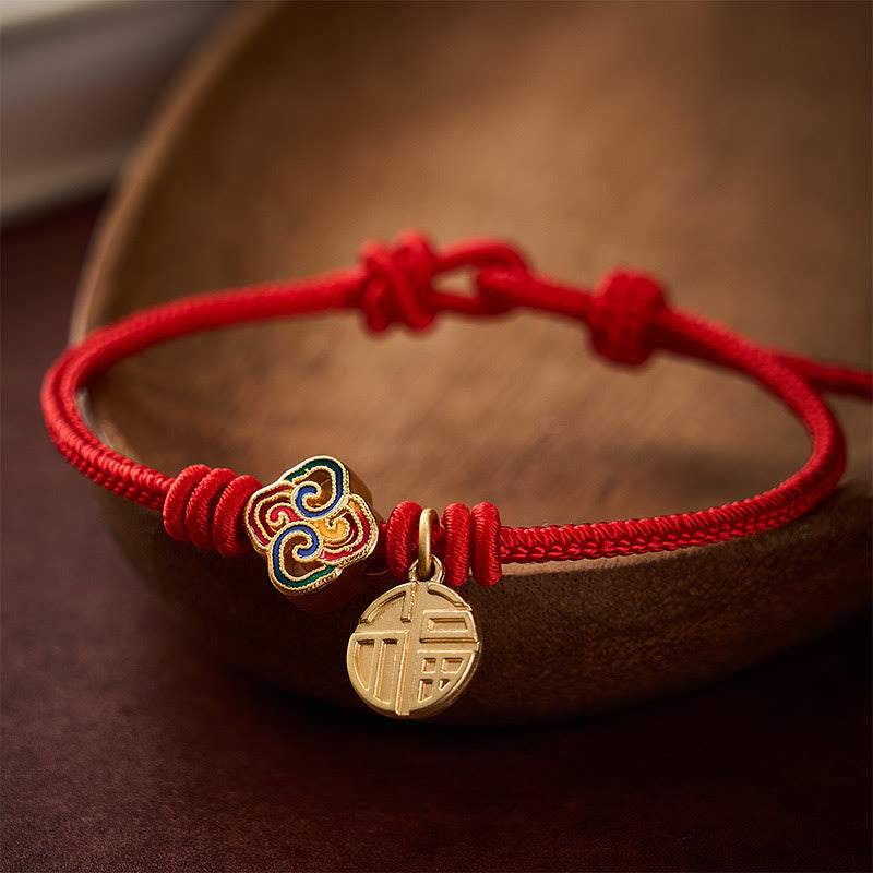 Buddha Stones Chinese Knotting Fu Character Copper Red String Hand-Woven Prosperity Bracelet - Red(Wrist Circumference: 6.7–7.5 in/17-19 cm) - image 0