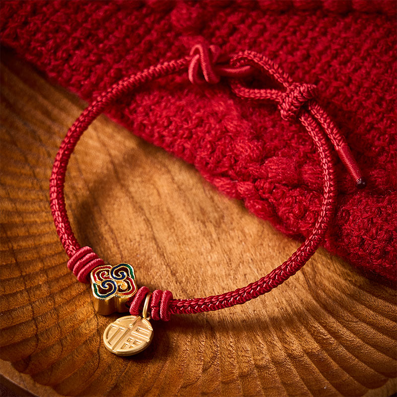 Buddha Stones Chinese Knotting Fu Character Copper Red String Hand-Woven Prosperity Bracelet - image 14