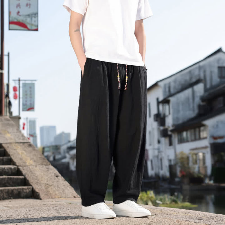 Buddha Stones Spring Fall Retro Casual Solid Long Pants Men's Straight Leg Pants With Pockets - image 12