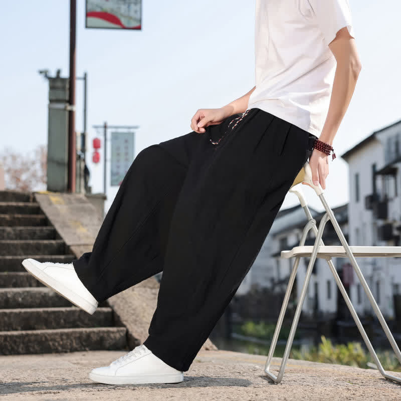 Buddha Stones Spring Fall Retro Casual Solid Long Pants Men's Straight Leg Pants With Pockets - image 18
