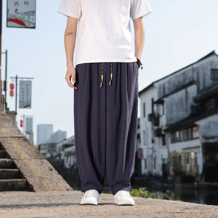 Buddha Stones Spring Fall Retro Casual Solid Long Pants Men's Straight Leg Pants With Pockets - Navy - US/UK/AU46，EU56 (5XL) - image 19