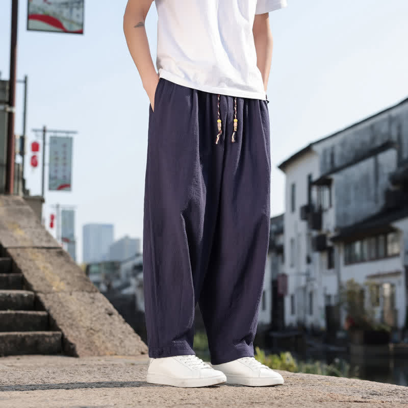 Buddha Stones Spring Fall Retro Casual Solid Long Pants Men's Straight Leg Pants With Pockets - image 20