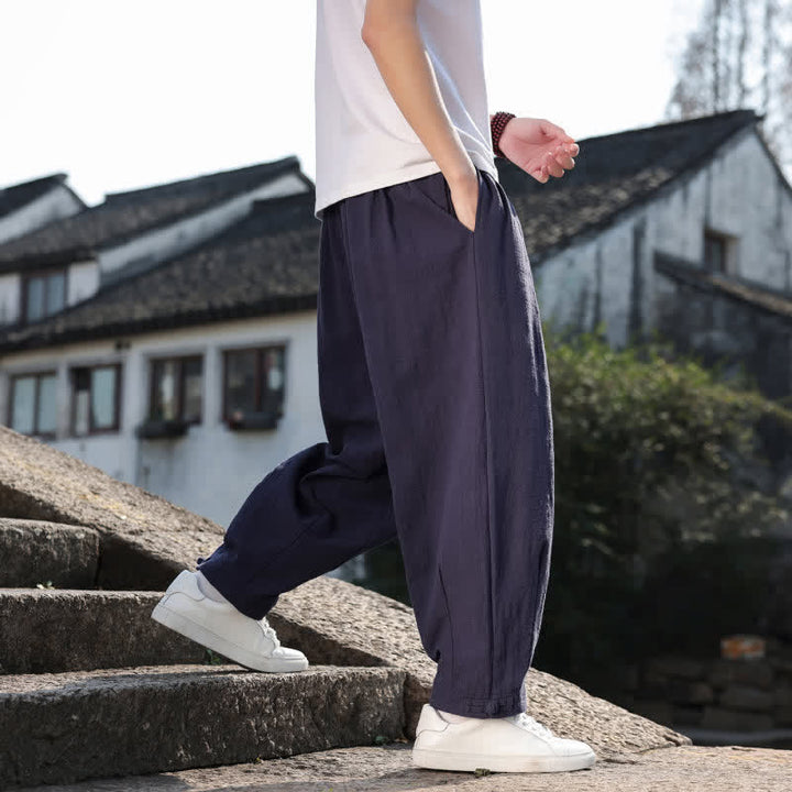 Buddha Stones Spring Fall Retro Casual Solid Long Pants Men's Straight Leg Pants With Pockets - image 22