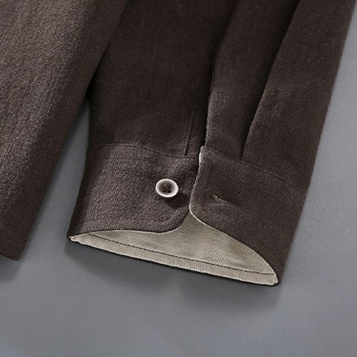 Buddha Stones Spring Fall Tang Style Minimalist Button-Up Solid Ramie Long Sleeve Shirt Pants Men's Meditation Cloth With Pockets - image 6