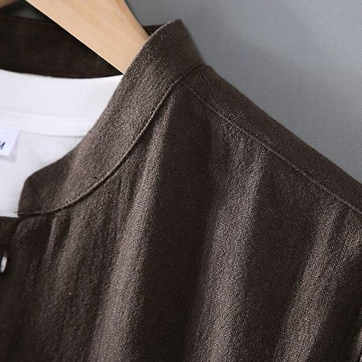 Buddha Stones Spring Fall Tang Style Minimalist Button-Up Solid Ramie Long Sleeve Shirt Pants Men's Meditation Cloth With Pockets - image 2