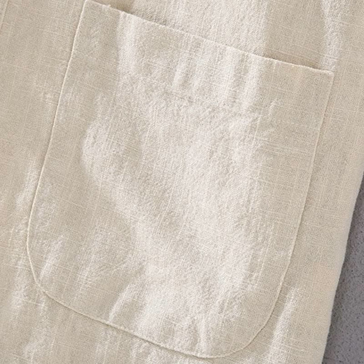 Buddha Stones Spring Fall Tang Style Mandarin Collar Solid Ramie Shirt Pants Men's Meditation Cloth With Pockets - image 6