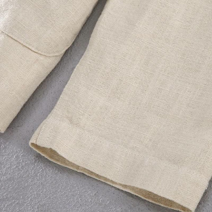 Buddha Stones Spring Fall Tang Style Mandarin Collar Solid Ramie Shirt Pants Men's Meditation Cloth With Pockets - image 7