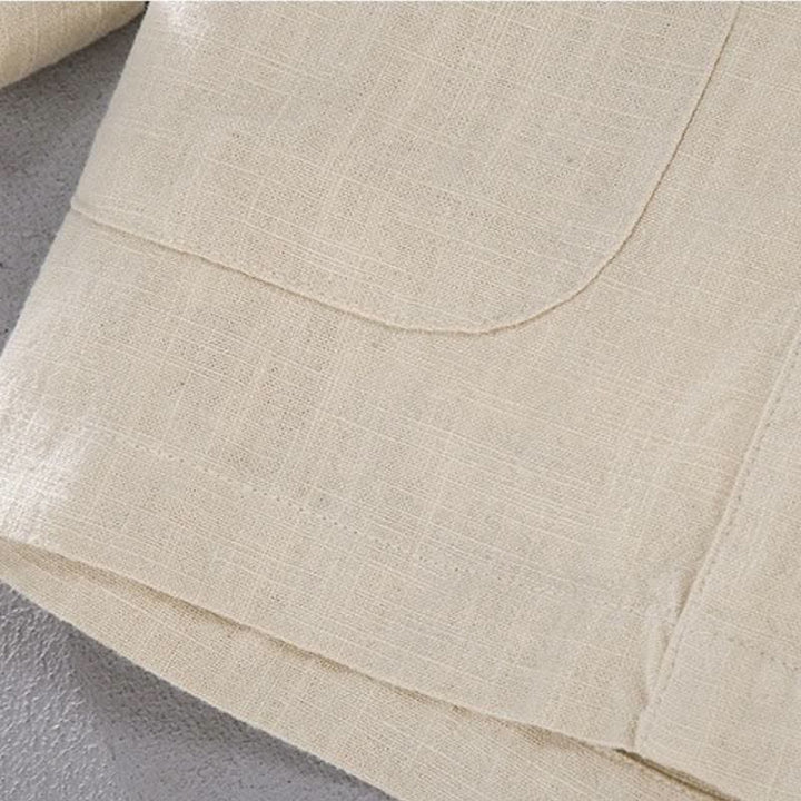 Buddha Stones Spring Fall Tang Style Mandarin Collar Solid Ramie Shirt Pants Men's Meditation Cloth With Pockets - image 5