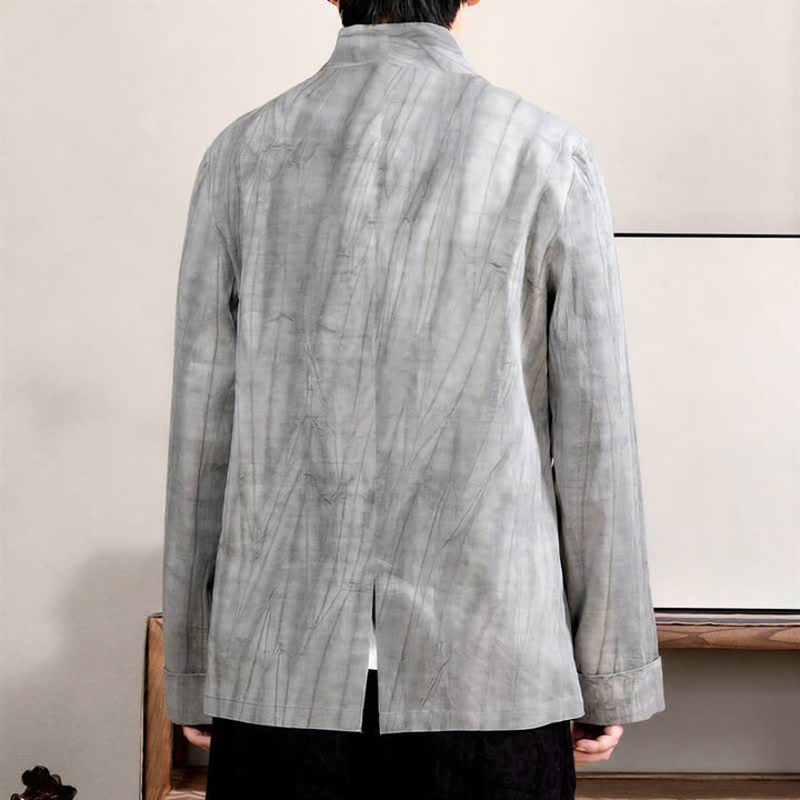 Buddha Stones Fall Winter Tang Style Minimalist Drawstring Solid Cotton Long Sleeve Men's Kimonos - image 3