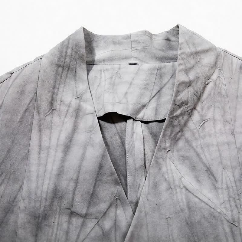 Buddha Stones Fall Winter Tang Style Minimalist Drawstring Solid Cotton Long Sleeve Men's Kimonos - image 4