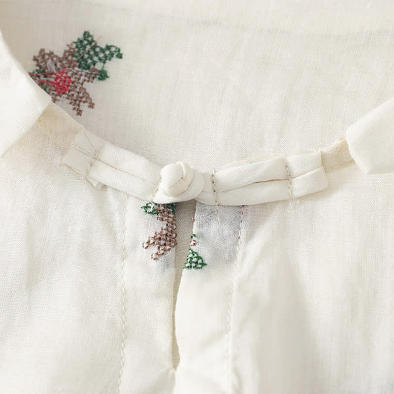 Buddha Stones Summer Casual Embroidery Floral Women's Short Sleeve Shirts - image 12