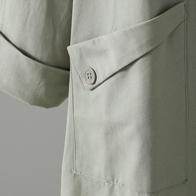 Buddha Stones Spring Fall Casual Minimalist Button-Up Solid Women's Coat With Pocket - image 5