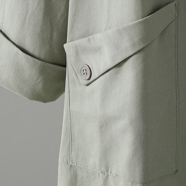 Buddha Stones Spring Fall Casual Minimalist Button-Up Solid Women's Coat With Pocket - image 5