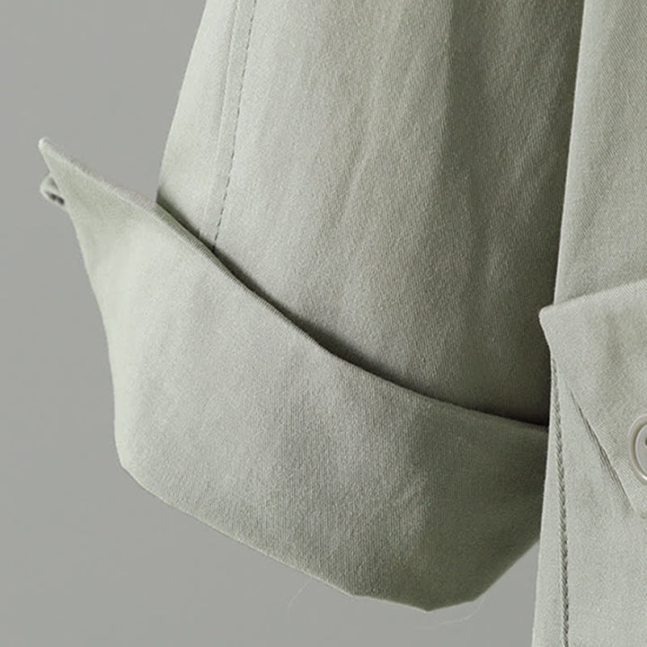 Buddha Stones Spring Fall Casual Minimalist Button-Up Solid Women's Coat With Pocket - image 10