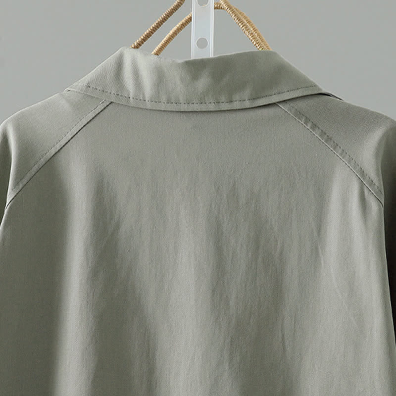Buddha Stones Spring Fall Casual Minimalist Button-Up Solid Thin Women's Jacket With Pocket - image 3