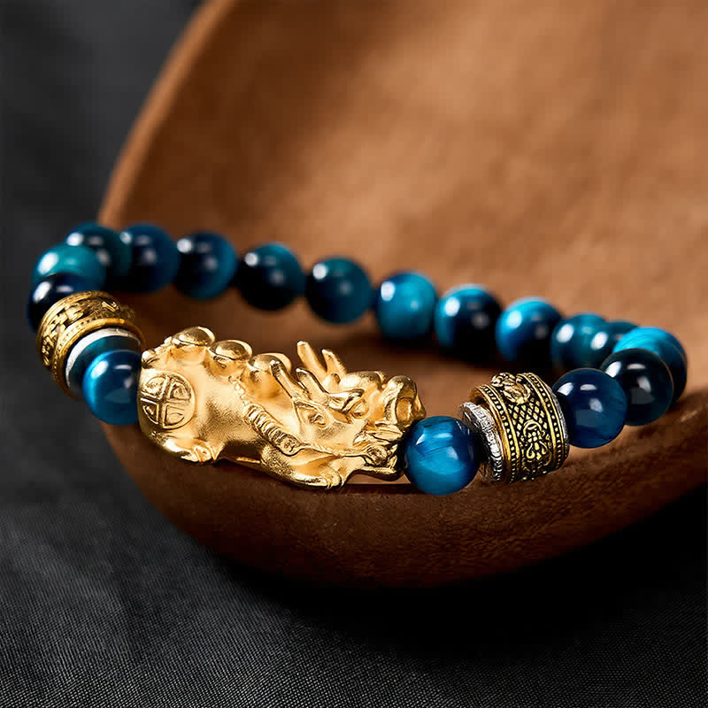 Buddha Stones Blue Tiger Eye Beads Pi Xiu Wealth Courage Bracelet - image 3