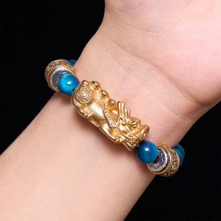 Buddha Stones Blue Tiger Eye Beads Pi Xiu Wealth Courage Bracelet - image 4