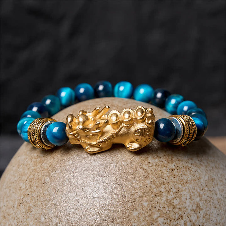 Buddha Stones Blue Tiger Eye Beads Pi Xiu Wealth Courage Bracelet - image 2