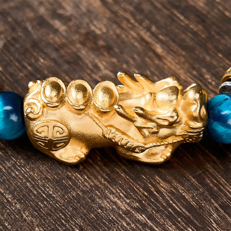 Buddha Stones Blue Tiger Eye Beads Pi Xiu Wealth Courage Bracelet - image 9