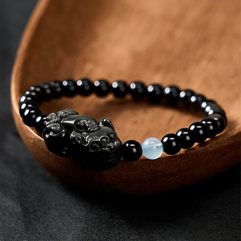 Buddha Stones Rainbow Obsidian Pi Xiu Bracelet for Wealth and Positive Transformation - image 1