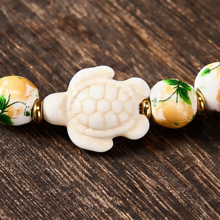 Buddha Stones Natural White Turquoise Turtle Design Wealth Bracelet - image 10