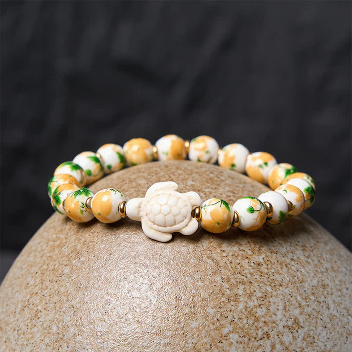 Buddha Stones Natural White Turquoise Turtle Design Wealth Bracelet - image 3