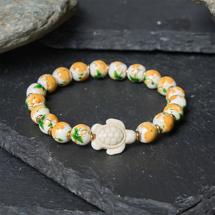 Buddha Stones Natural White Turquoise Turtle Design Wealth Bracelet - image 2
