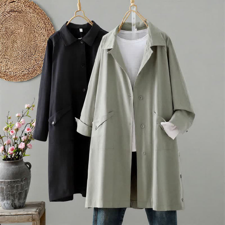 Buddha Stones Spring Fall Casual Minimalist Button-Up Solid Thin Women's Jacket With Pocket - image 13