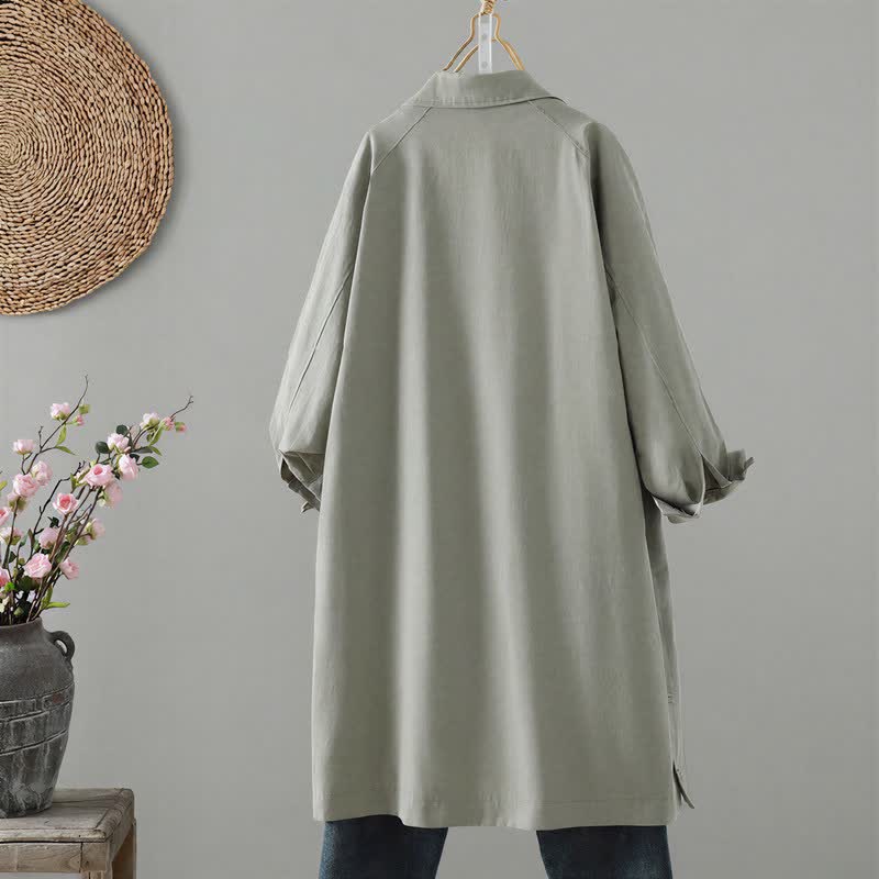 Buddha Stones Spring Fall Casual Minimalist Button-Up Solid Women's Coat With Pocket - image 1