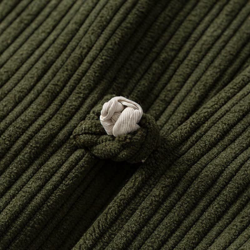 Buddha Stones Fall Winter Casual Tang Style Mandarin Collar Solid Corduroy Reversible Men's Jackets With Pocket - image 10