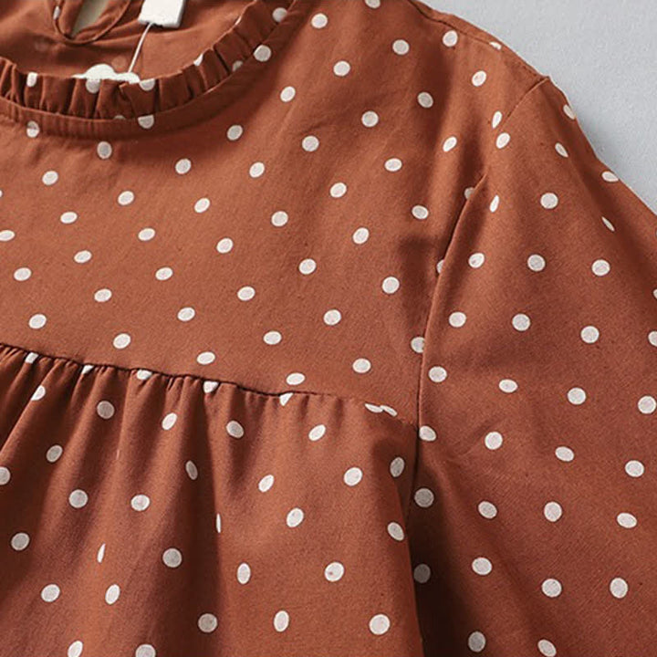 Buddha Stones Spring Vintage Tiered Polka Dot Women's Long Sleeve Dress With Pockets - image 9