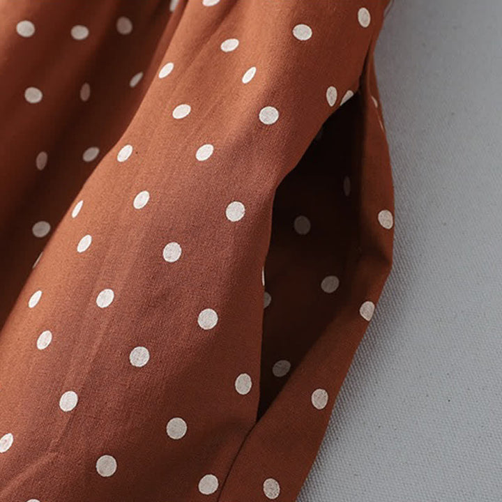 Buddha Stones Spring Vintage Tiered Polka Dot Women's Long Sleeve Dress With Pockets - image 10
