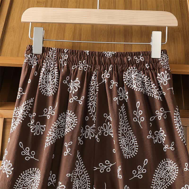 Buddha Stones Spring Summer Casual Bohemian Drawstring Paisley Ankle Pants Women's Straight Leg Pants With Pocket - image 4