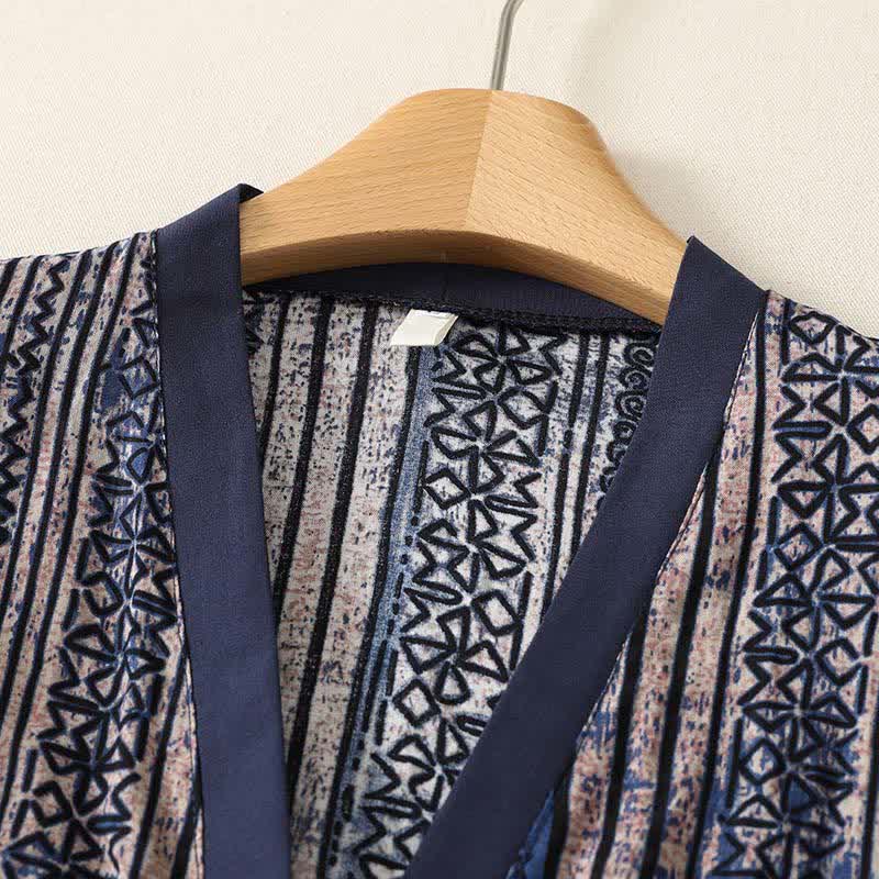 Buddha Stones Spring Summer Vintage Bohemian Button-Up Geometric Women's Long Sleeve Shirts - image 2