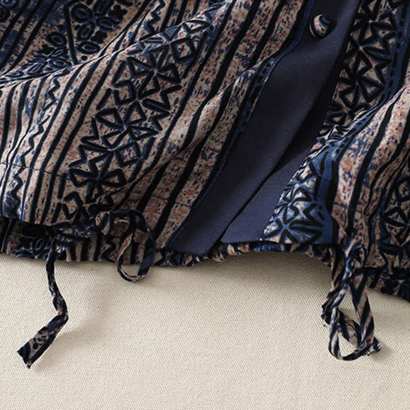 Buddha Stones Spring Summer Vintage Bohemian Button-Up Geometric Women's Long Sleeve Shirts - image 5