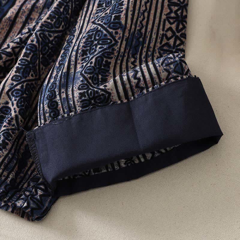 Buddha Stones Spring Summer Vintage Bohemian Button-Up Geometric Women's Long Sleeve Shirts - image 6