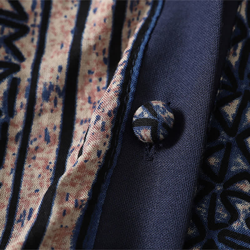 Buddha Stones Spring Summer Vintage Bohemian Button-Up Geometric Women's Long Sleeve Shirts - image 4