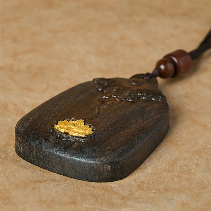 Buddha Stones Sappanwood Auspicious Clouds Lotus Carved New Beginnings Pendant Necklace - image 3