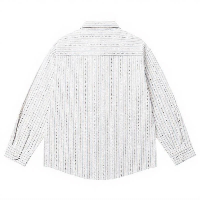Buddha Stones Fall Casual Vintage Button-Up Striped Cotton Men's Long Sleeve Shirts With Patch Pocket - image 15