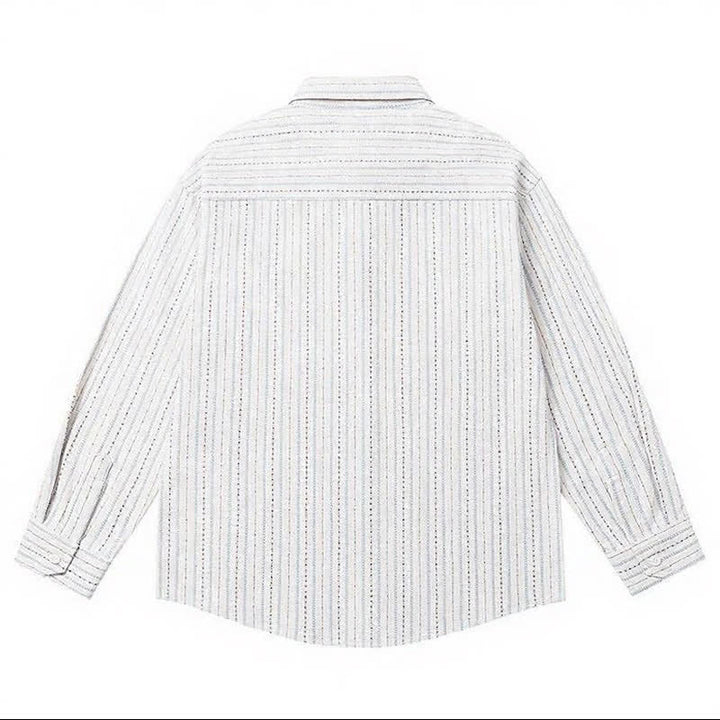 Buddha Stones Fall Casual Vintage Button-Up Striped Cotton Men's Long Sleeve Shirts With Patch Pocket - image 15