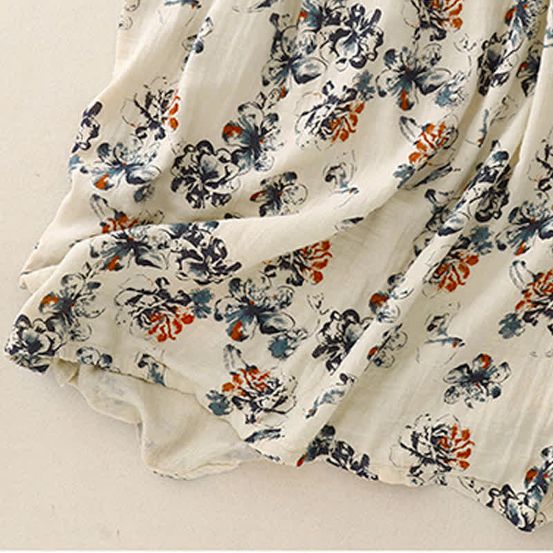 Buddha Stones Spring Fall Casual Boho Drawstring Floral Crew Neck Women's Long Sleeve Dress With Pockets - image 6