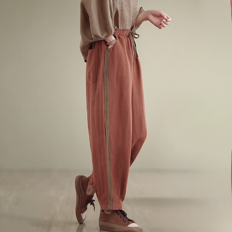 Buddha Stones Spring Summer Casual Minimalist Drawstring Solid Cropped Pants Women's Tapered Pants With Pocket - image 2