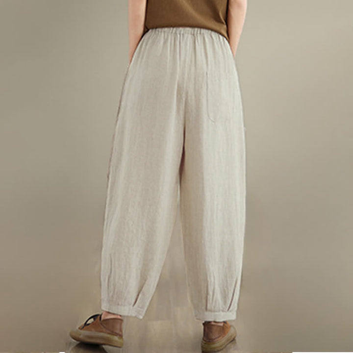 Buddha Stones Spring Summer Casual Minimalist Drawstring Solid Cropped Pants Women's Tapered Pants With Pocket - image 24