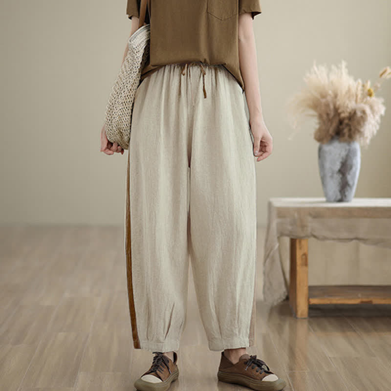 Buddha Stones Spring Summer Casual Minimalist Drawstring Solid Cropped Pants Women's Tapered Pants With Pocket - image 22