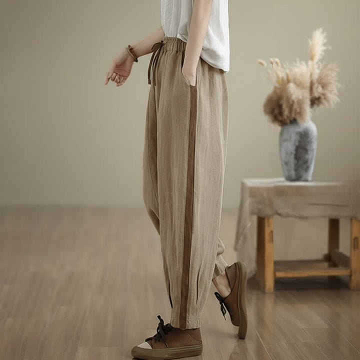 Buddha Stones Spring Summer Casual Minimalist Drawstring Solid Cropped Pants Women's Tapered Pants With Pocket - image 14