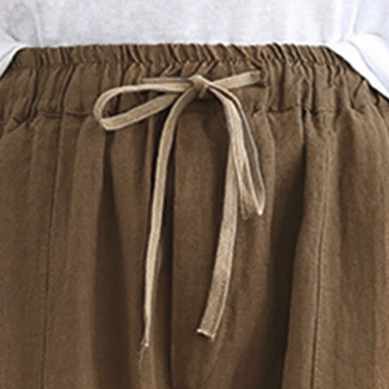 Buddha Stones Spring Summer Casual Minimalist Drawstring Solid Cropped Pants Women's Tapered Pants With Pocket - image 20