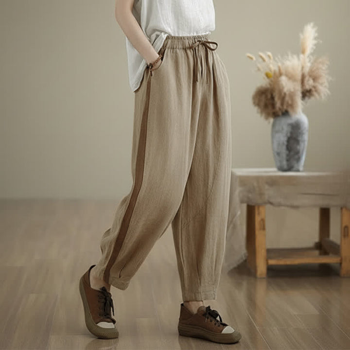 Buddha Stones Spring Summer Casual Minimalist Drawstring Solid Cropped Pants Women's Tapered Pants With Pocket - image 13